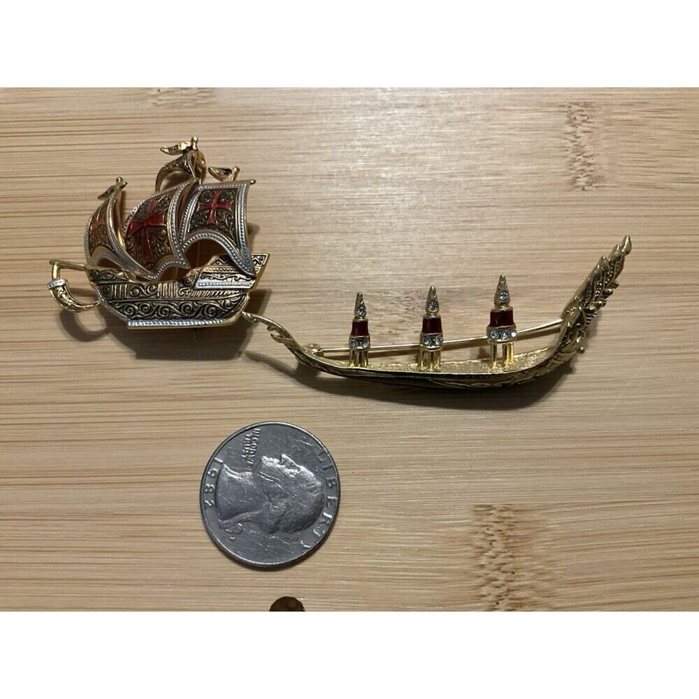 Damascene 2 Ships Brooch’s. Both EUC - Picture 3 of 3